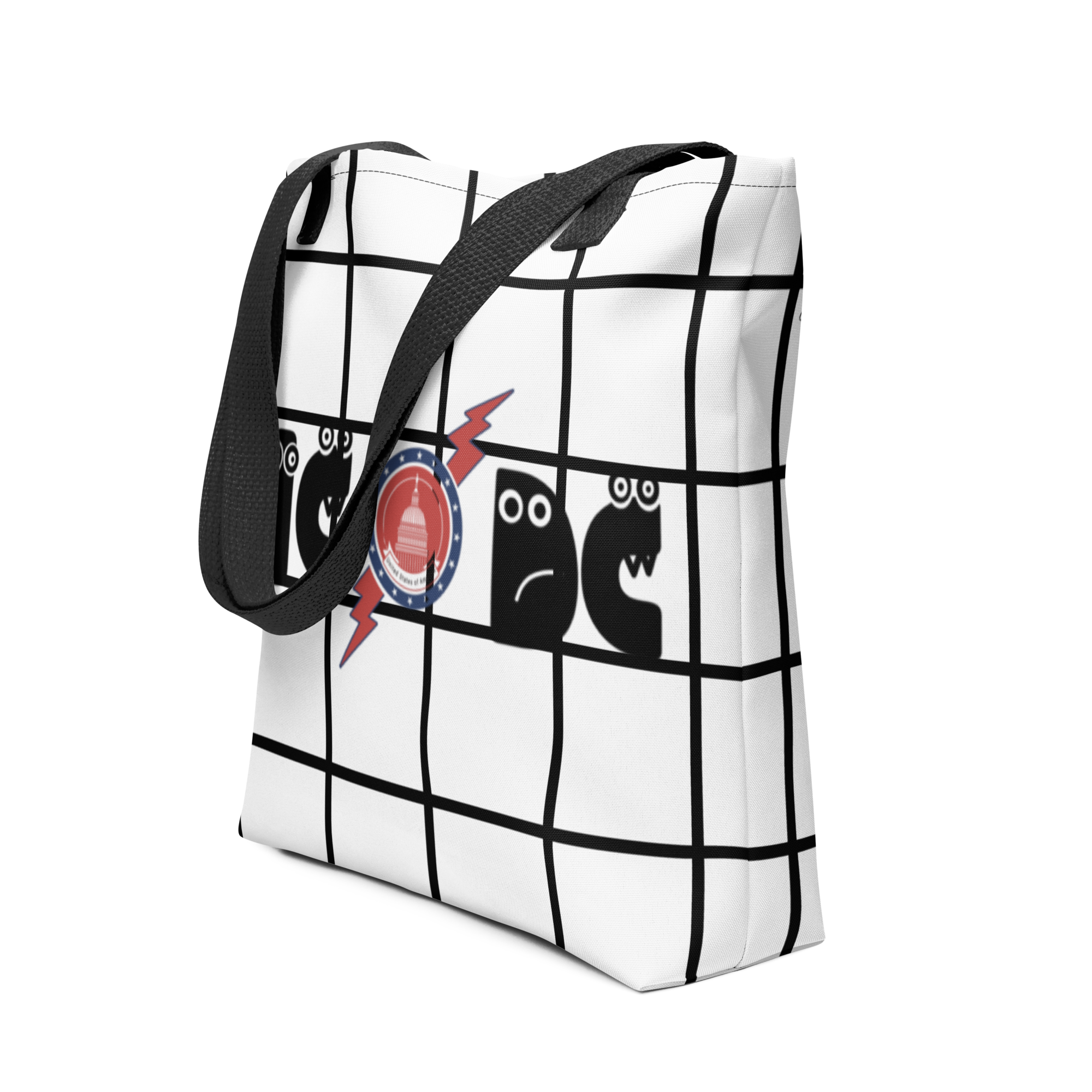 Amusingly Playful and Witty Political Parody IC/DC and Sunglasses Double Sided Graphic Tote Bag - 2 COLORS