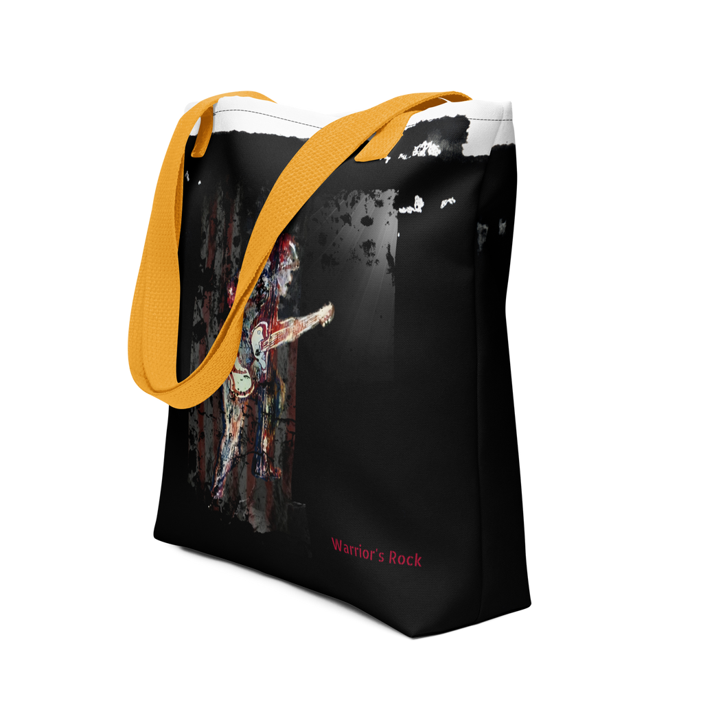 Intensely, Dramatically, Powerful Patriotic Soldier with Guitar Warrior's Rock Medium Tote Bag - 2 COLORS