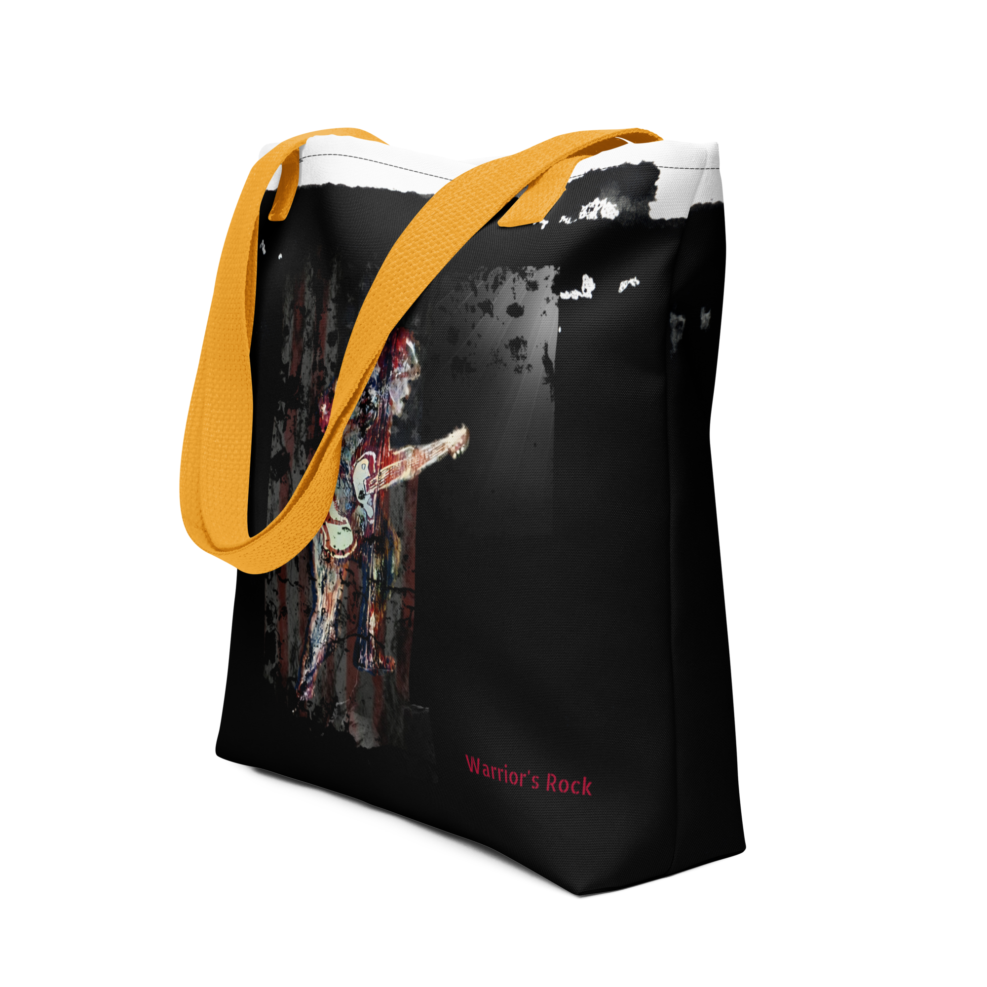 Intensely, Dramatically, Powerful Patriotic Soldier with Guitar Warrior's Rock Medium Tote Bag - 2 COLORS