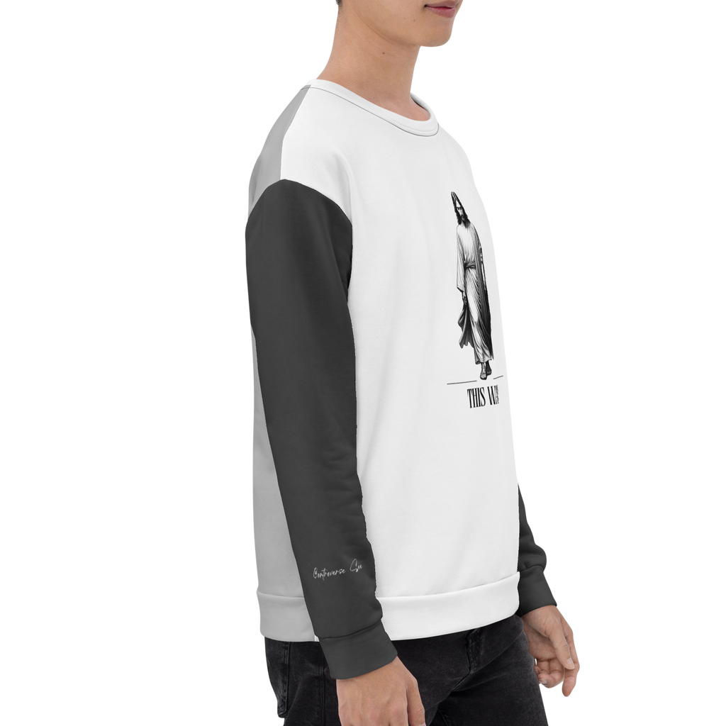 Faithfully Inspiring Devoutly Following Salt and Light Jesus This Way Double-Sided Color-Block Unisex Sweatshirt (S-2X)