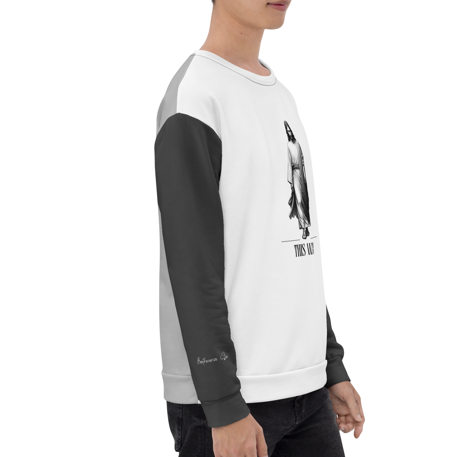 Faithfully Inspiring Devoutly Following Salt and Light Jesus This Way Double-Sided Color-Block Unisex Sweatshirt (S-2X)