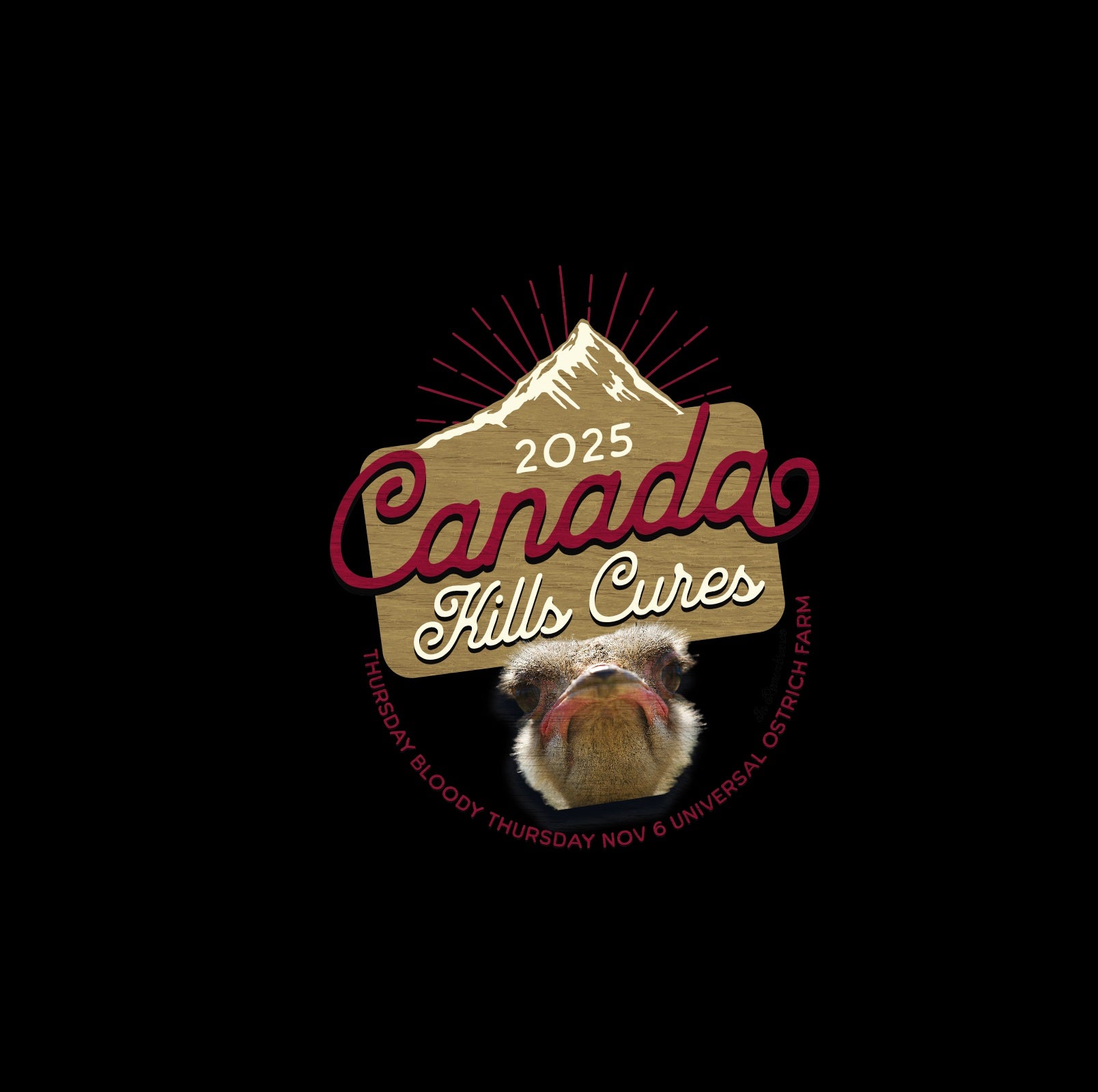 Canada Ostrich Farm Remembrance Crossbody Bag for charity (front, back, interior graphics)