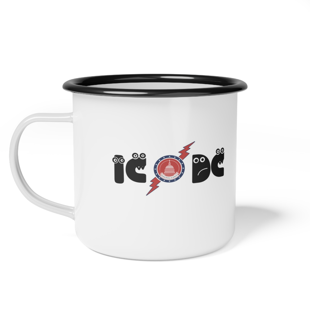 Amusingly Political Parody Washington DC Politicians Can't Hide IC/DC White with Black Trim Camp Cup