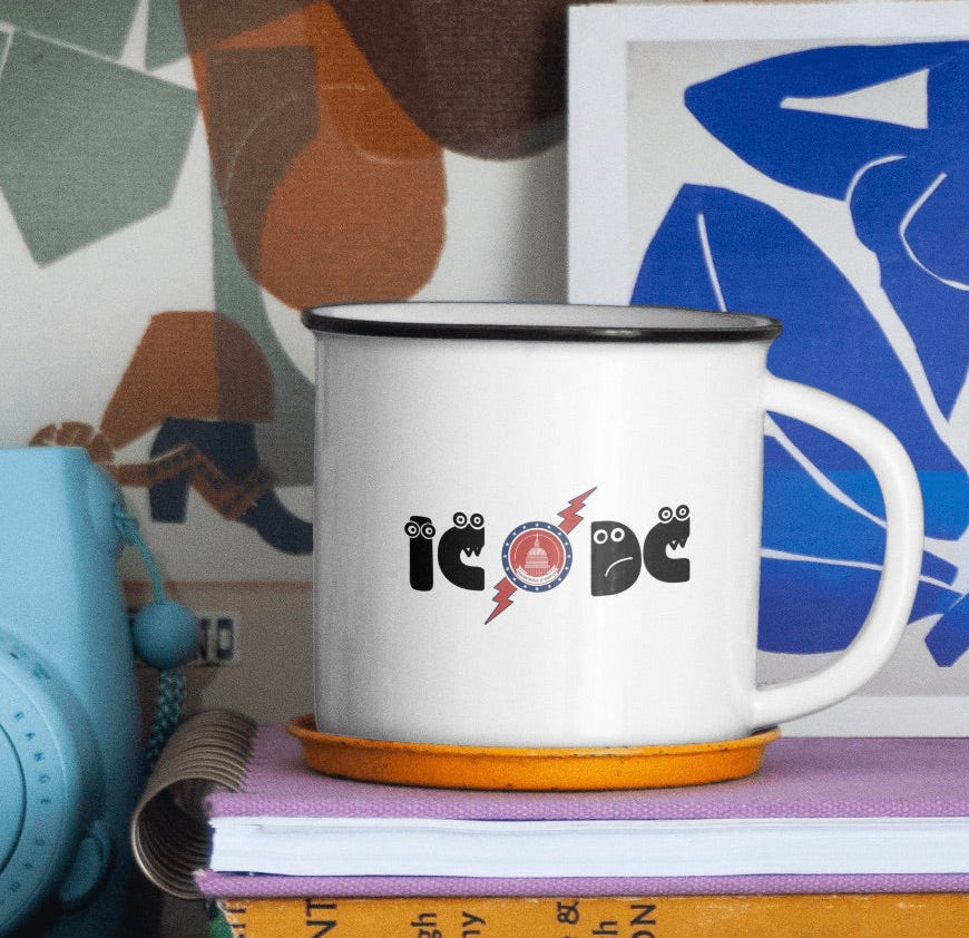 Amusingly Political Parody Washington DC Politicians Can't Hide IC/DC White with Black Trim Camp Cup