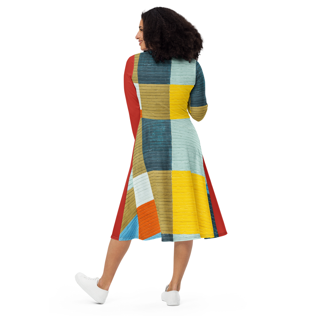 Brick Block Midi Pocket Dress (S-3X)
