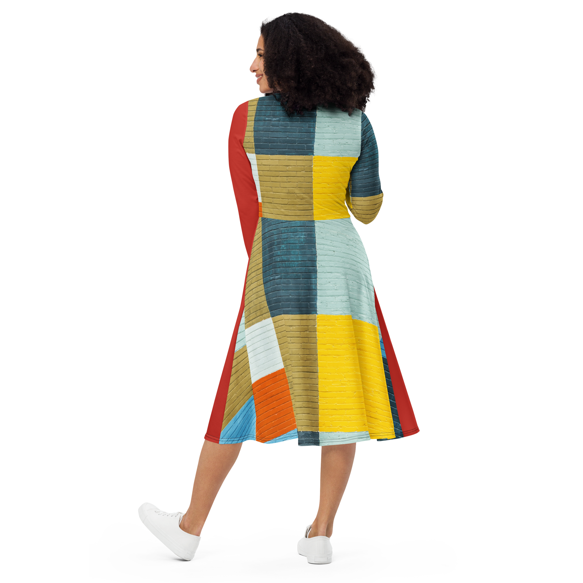 Brick Block Midi Pocket Dress (S-3X)
