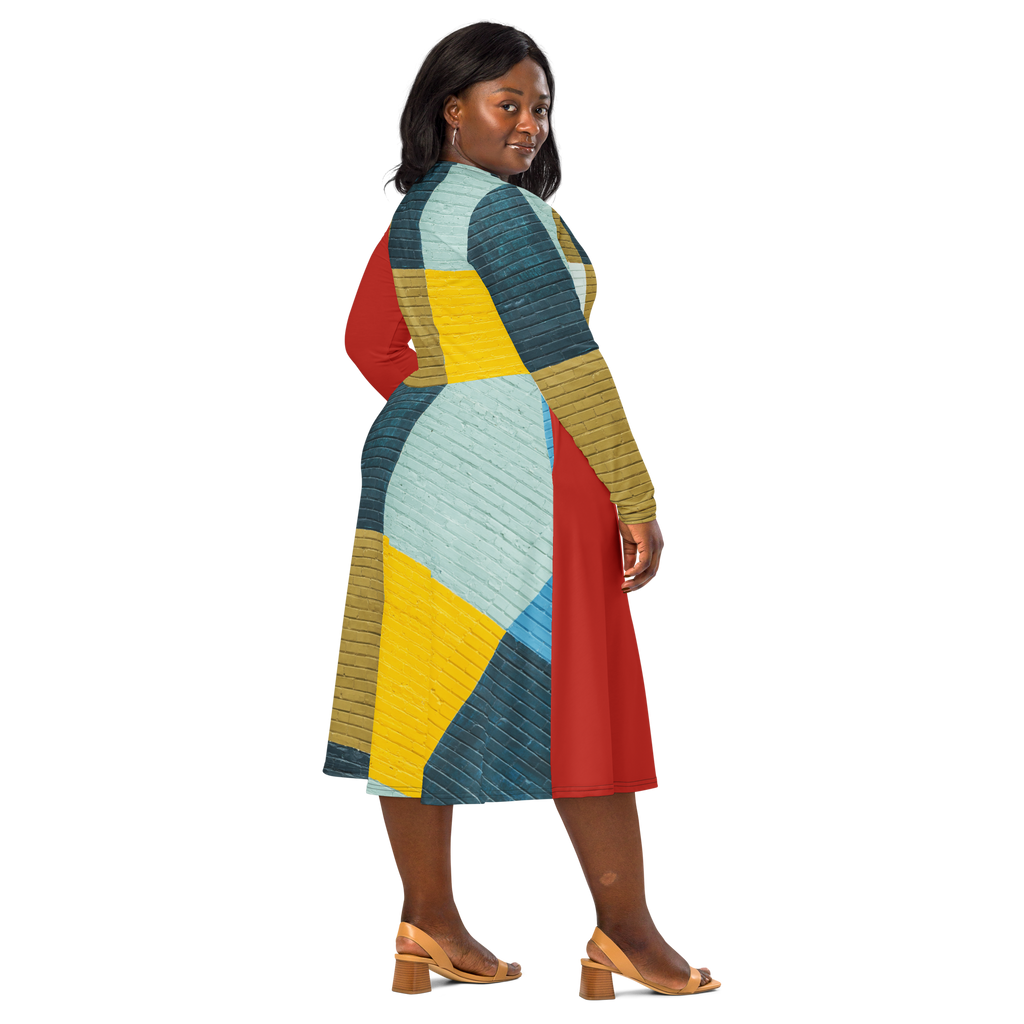 Brick Block Midi Pocket Dress (S-3X)