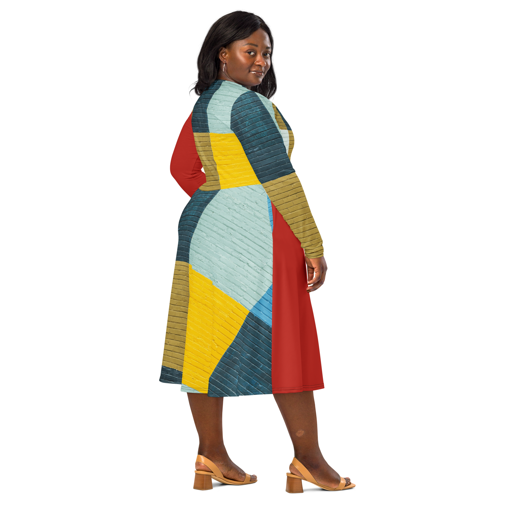 Brick Block Midi Pocket Dress (S-3X)