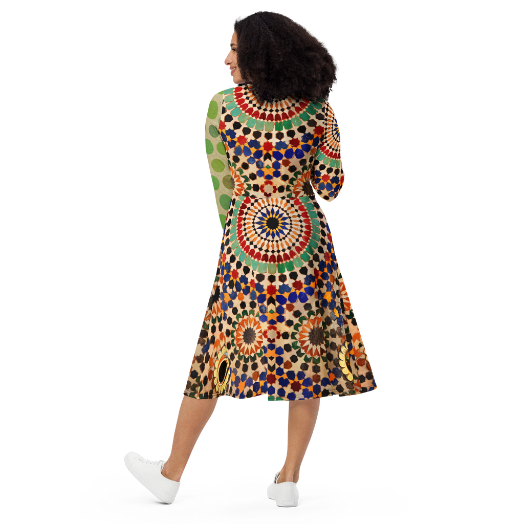 Tapestry Dot Midi Pocket Dress (S-3X)