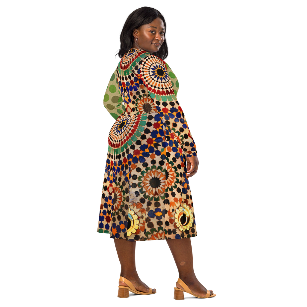 Tapestry Dot Midi Pocket Dress (S-3X)