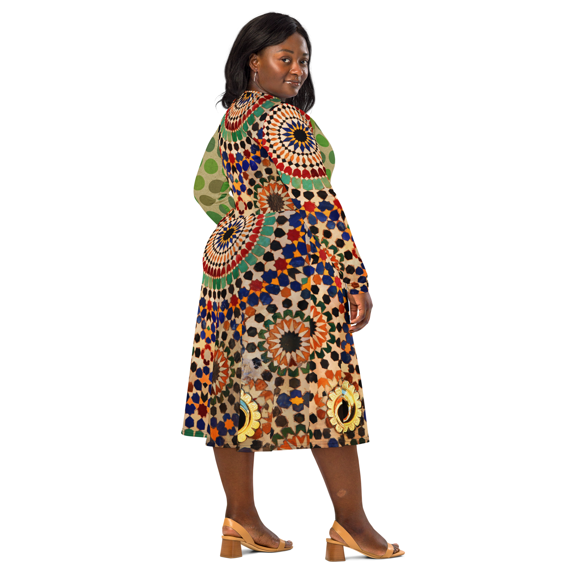 Tapestry Dot Midi Pocket Dress (S-3X)