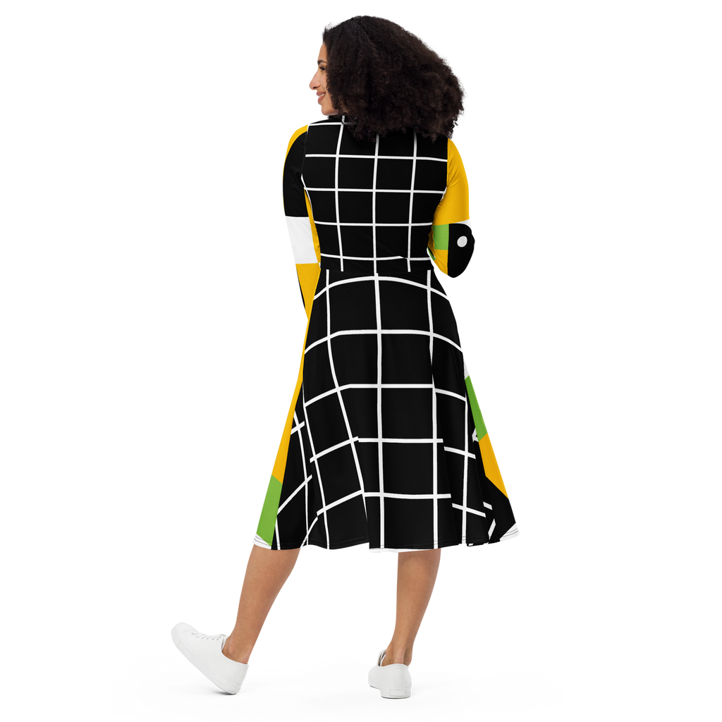 Sunshine Grid Midi Pocket Dress (S-3X)