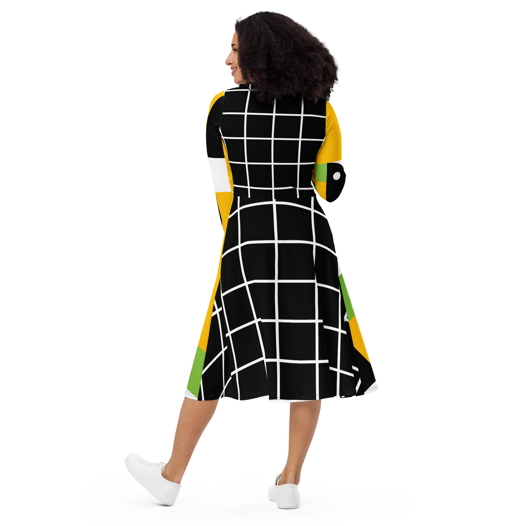 Sunshine Grid Midi Pocket Dress (S-3X)