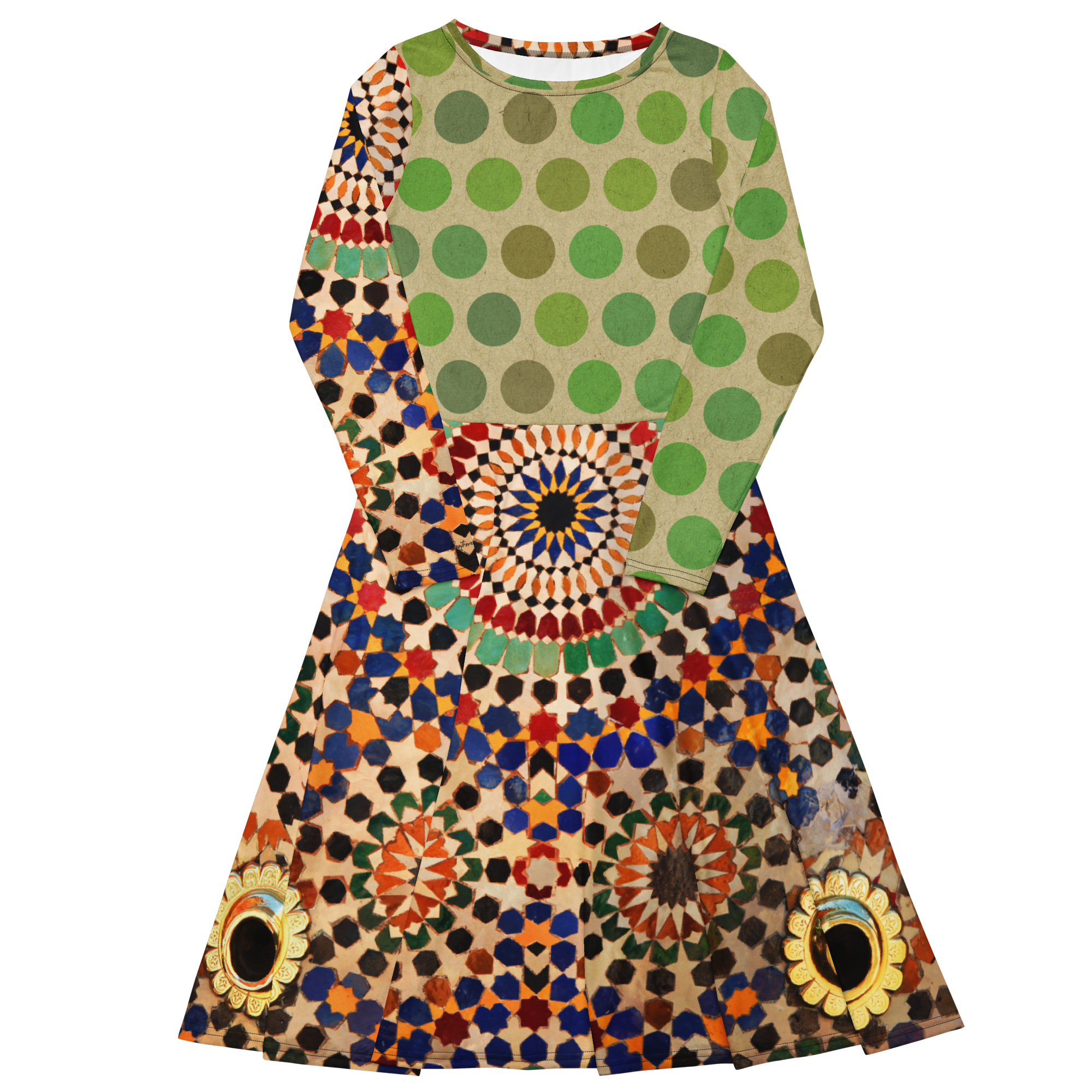 Tapestry Dot Midi Pocket Dress (S-3X)