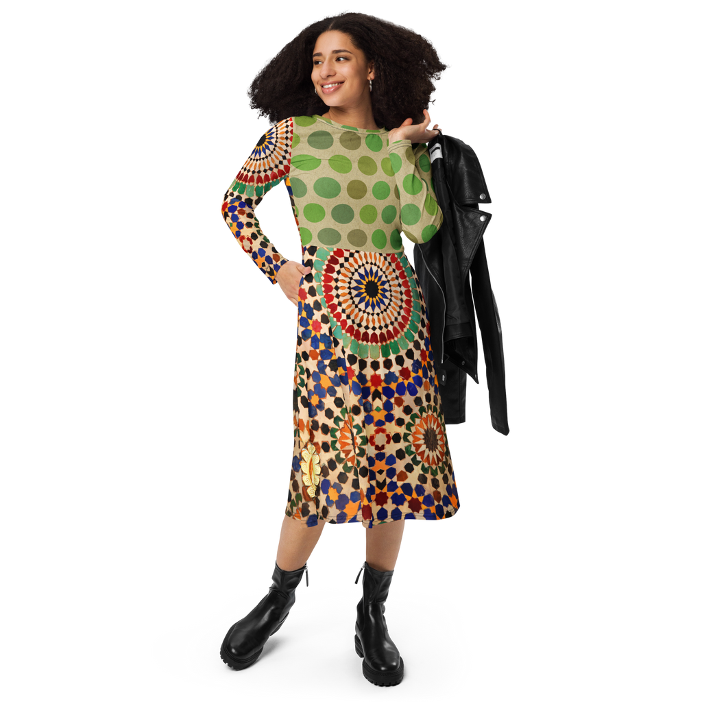 Tapestry Dot Midi Pocket Dress (S-3X)