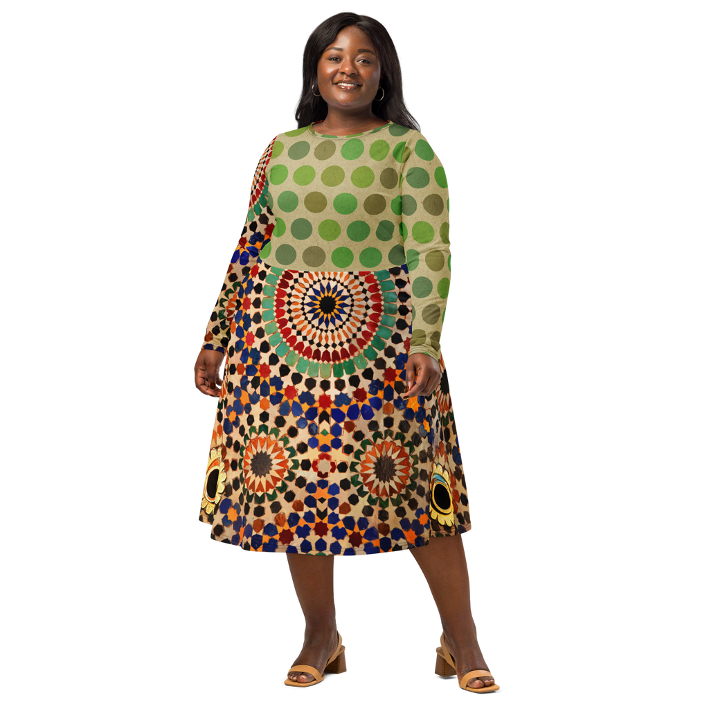 Tapestry Dot Midi Pocket Dress (S-3X)