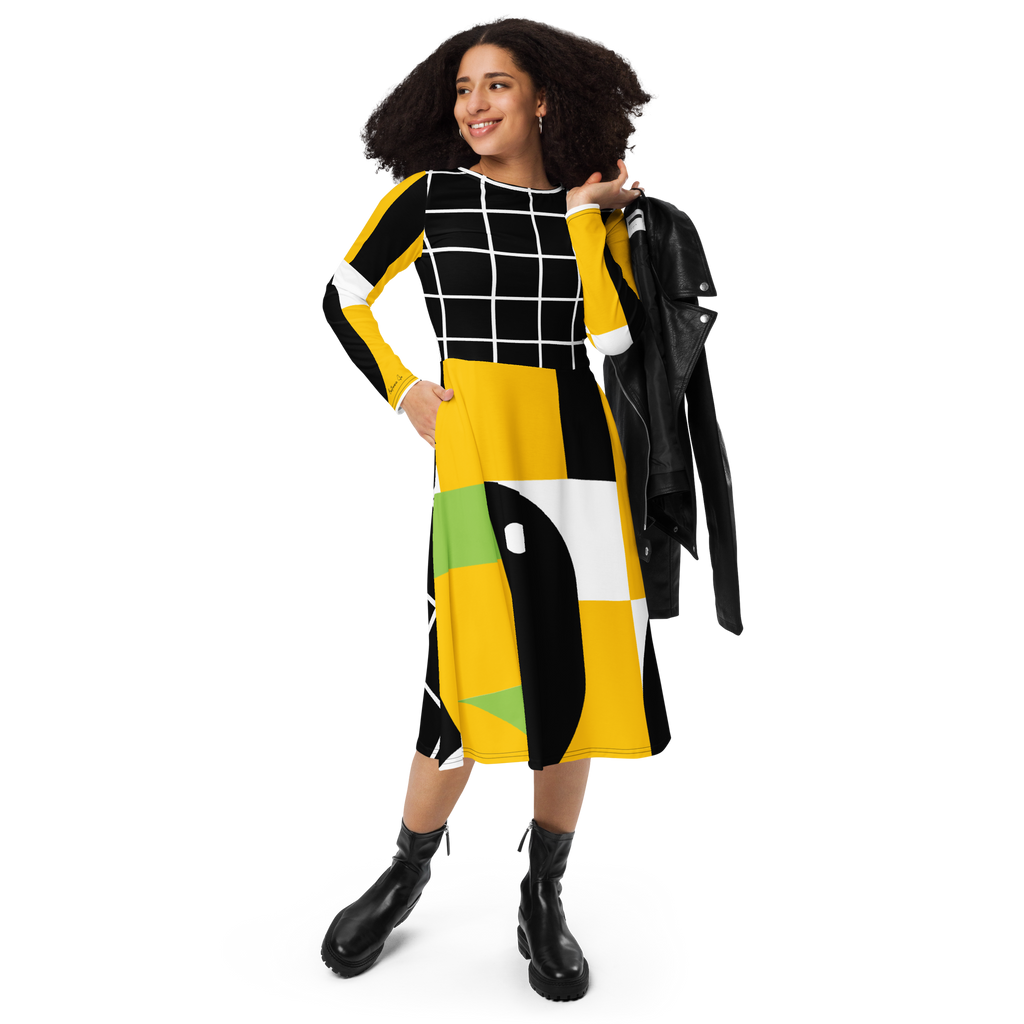 Sunshine Grid Midi Pocket Dress (S-3X)