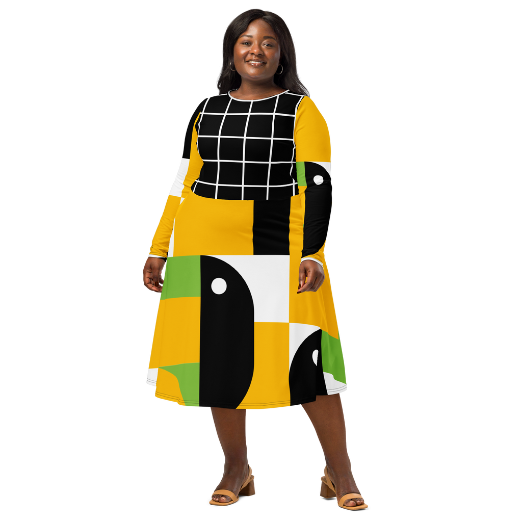 Sunshine Grid Midi Pocket Dress (S-3X)