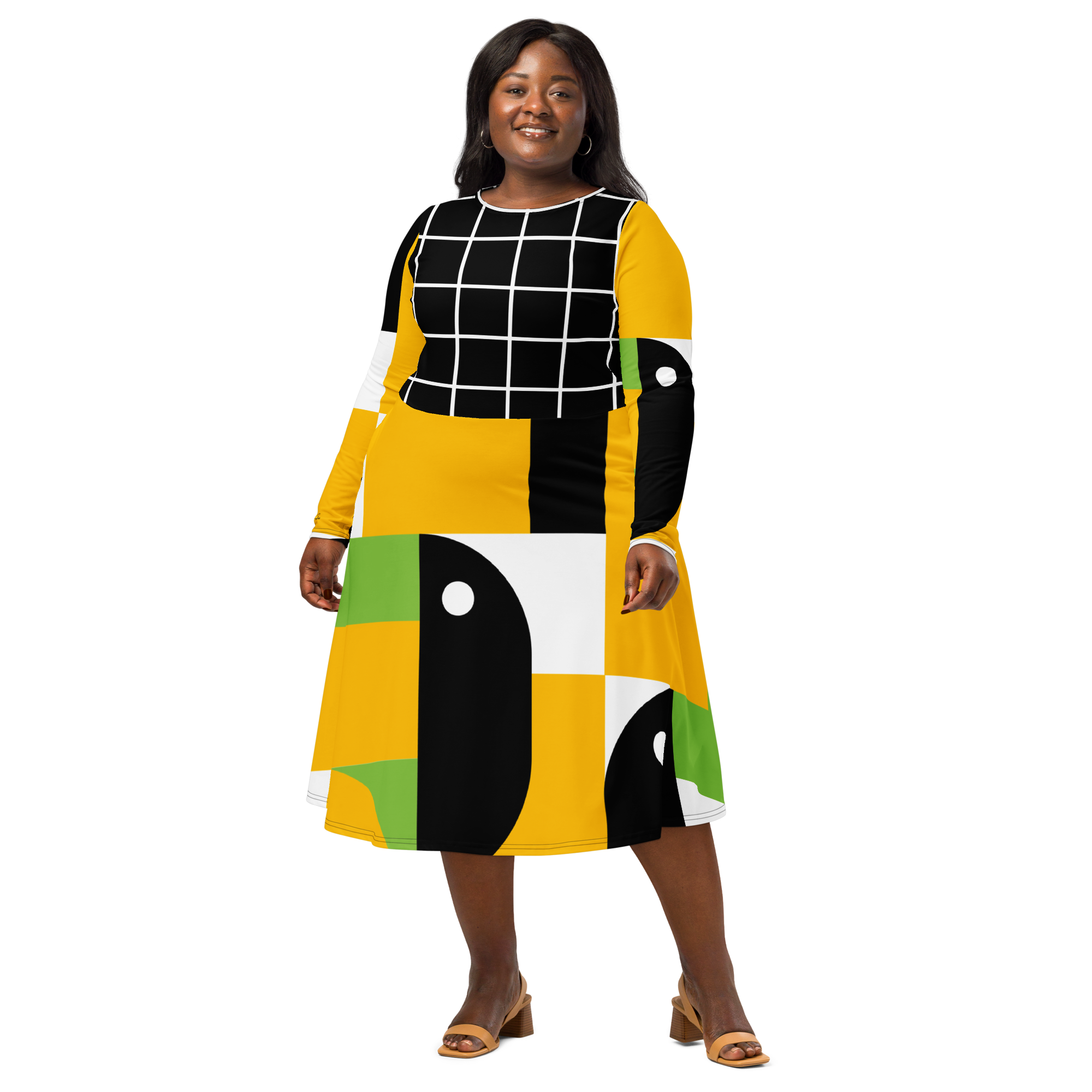 Sunshine Grid Midi Pocket Dress (S-3X)