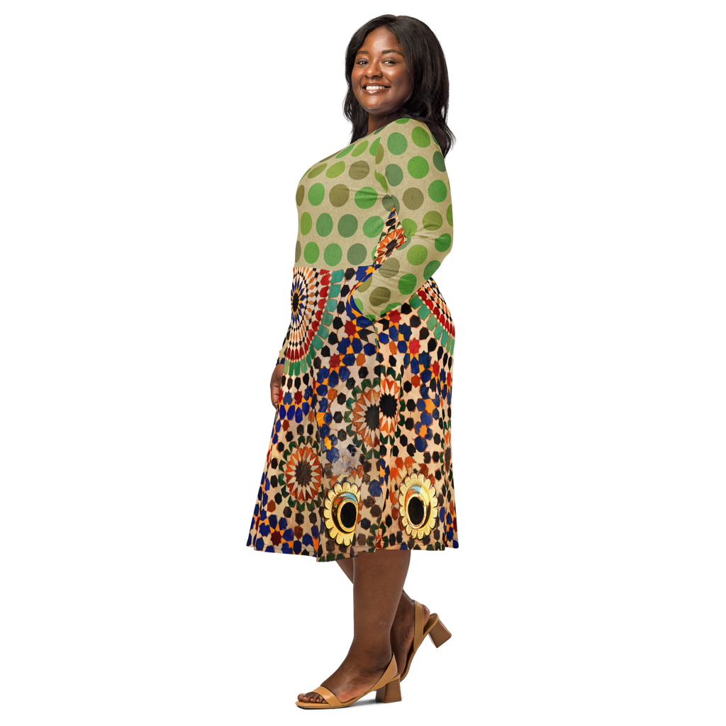 Tapestry Dot Midi Pocket Dress (S-3X)