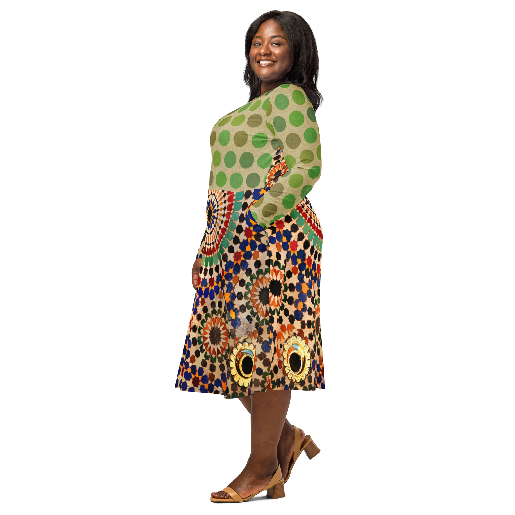 Tapestry Dot Midi Pocket Dress (S-3X)