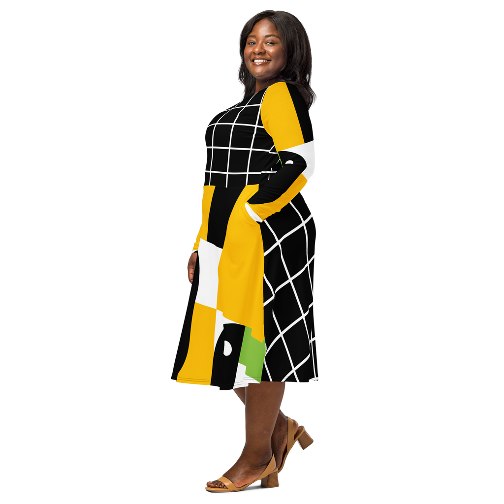 Sunshine Grid Midi Pocket Dress (S-3X)