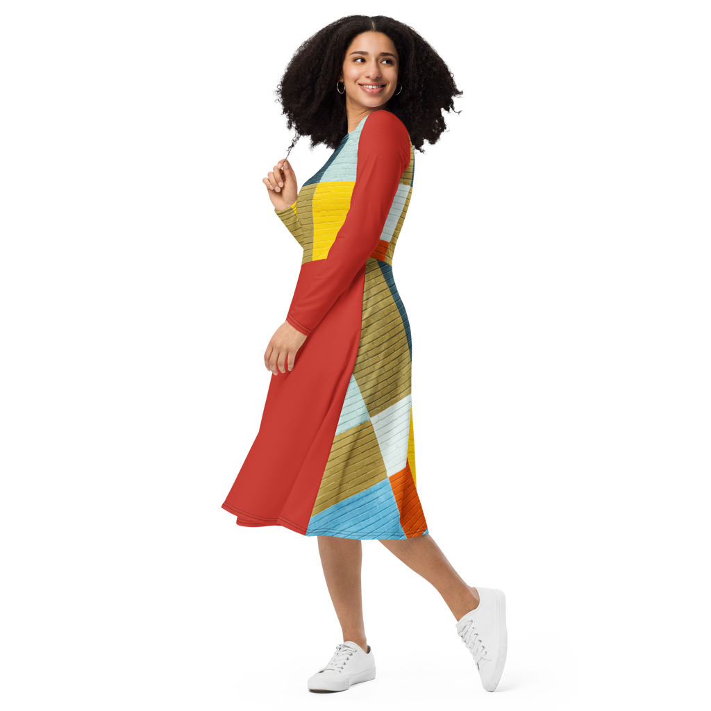 Brick Block Midi Pocket Dress (S-3X)