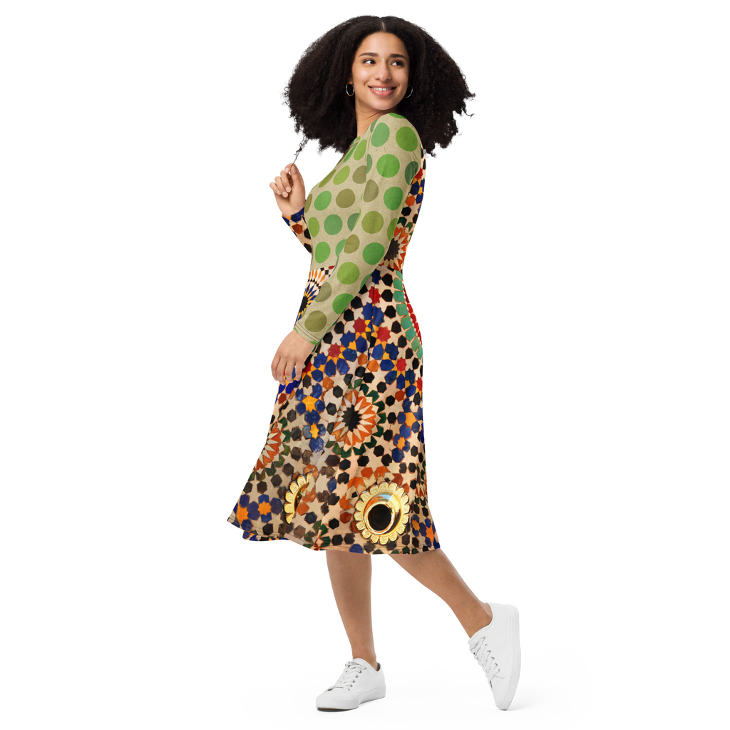 Tapestry Dot Midi Pocket Dress (S-3X)