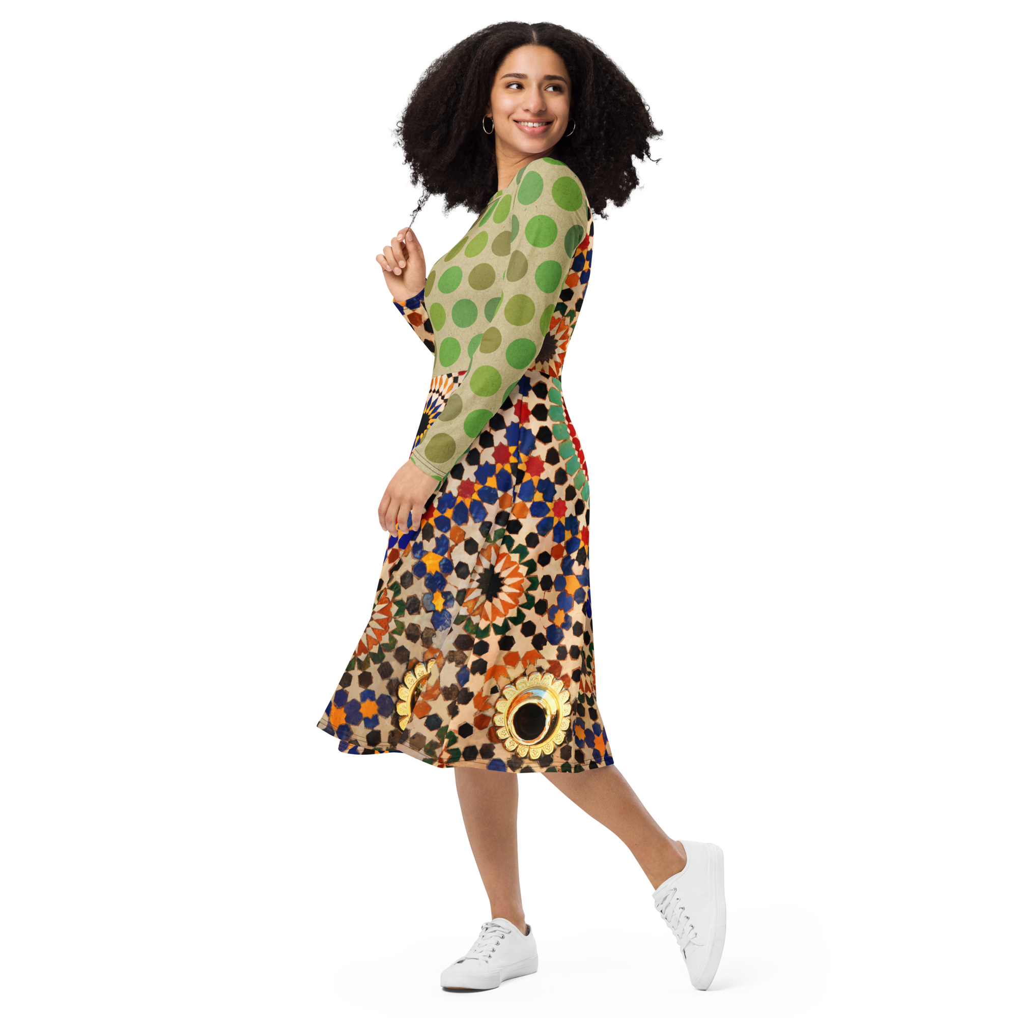 Tapestry Dot Midi Pocket Dress (S-3X)