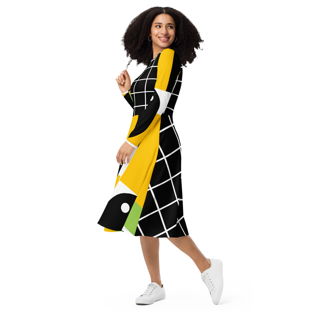 Sunshine Grid Midi Pocket Dress (S-3X)