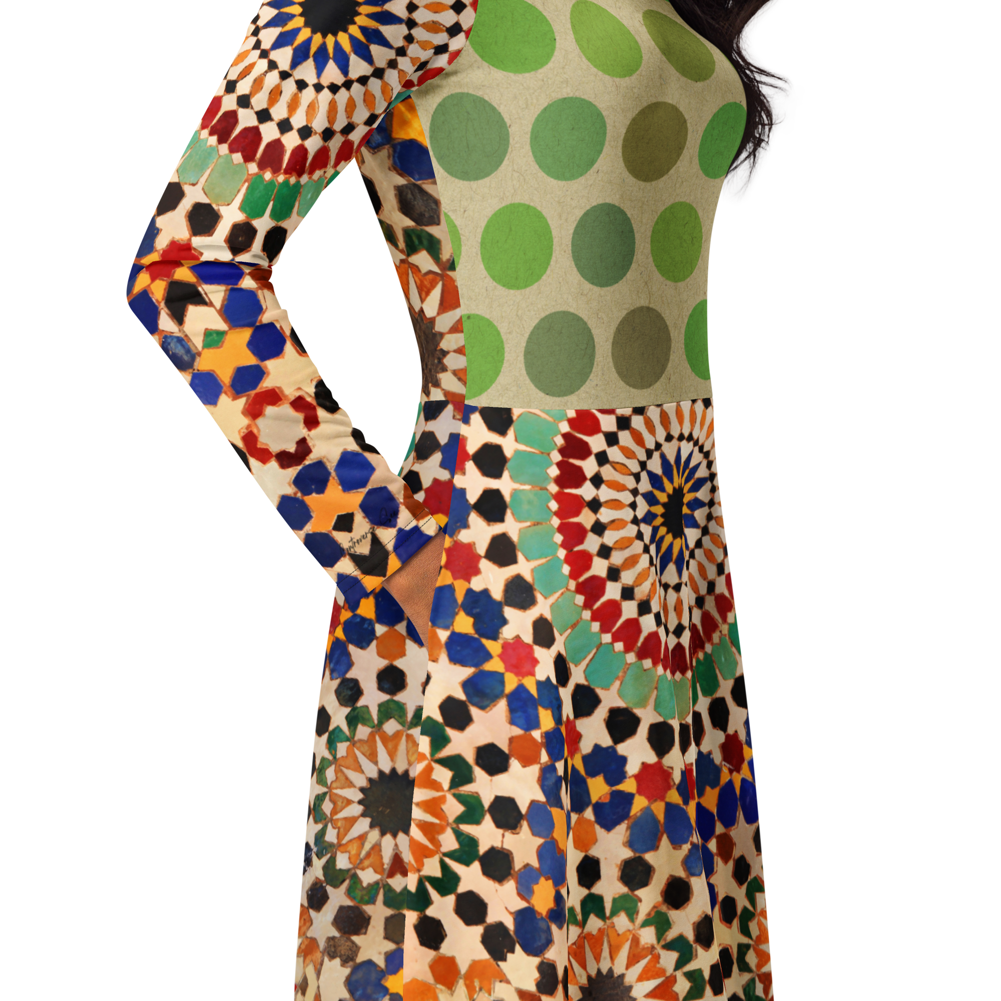 Tapestry Dot Midi Pocket Dress (S-3X)