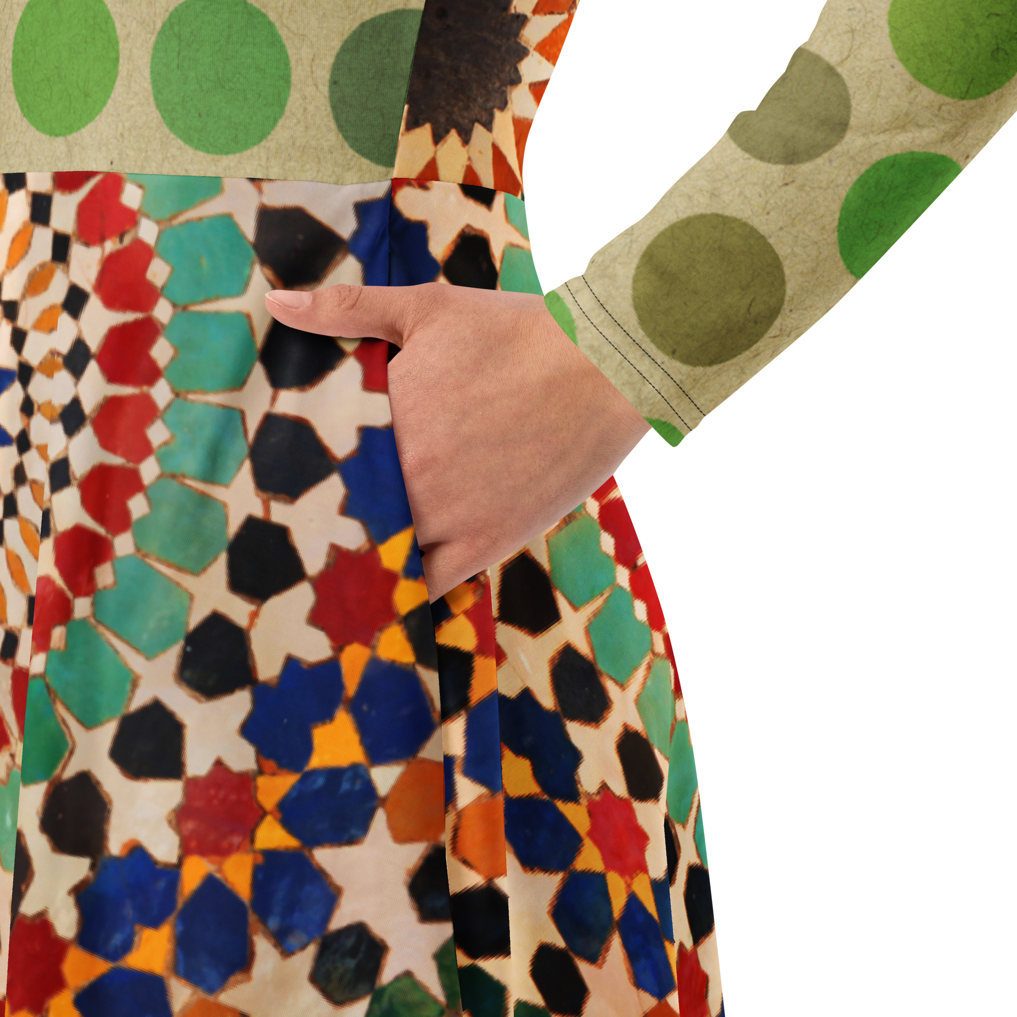 Tapestry Dot Midi Pocket Dress (S-3X)