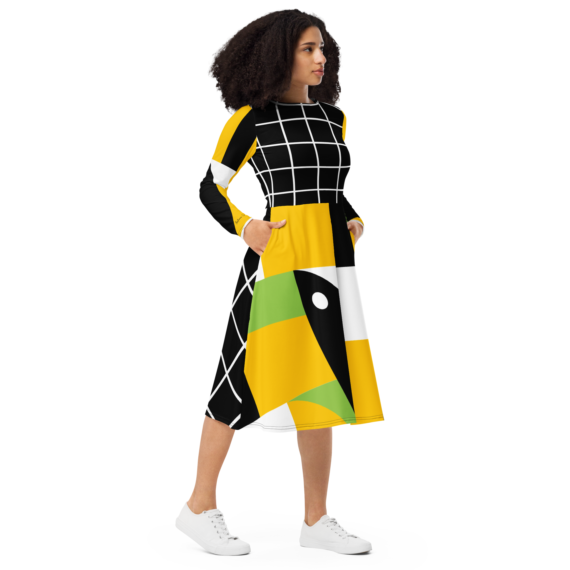 Sunshine Grid Midi Pocket Dress (S-3X)