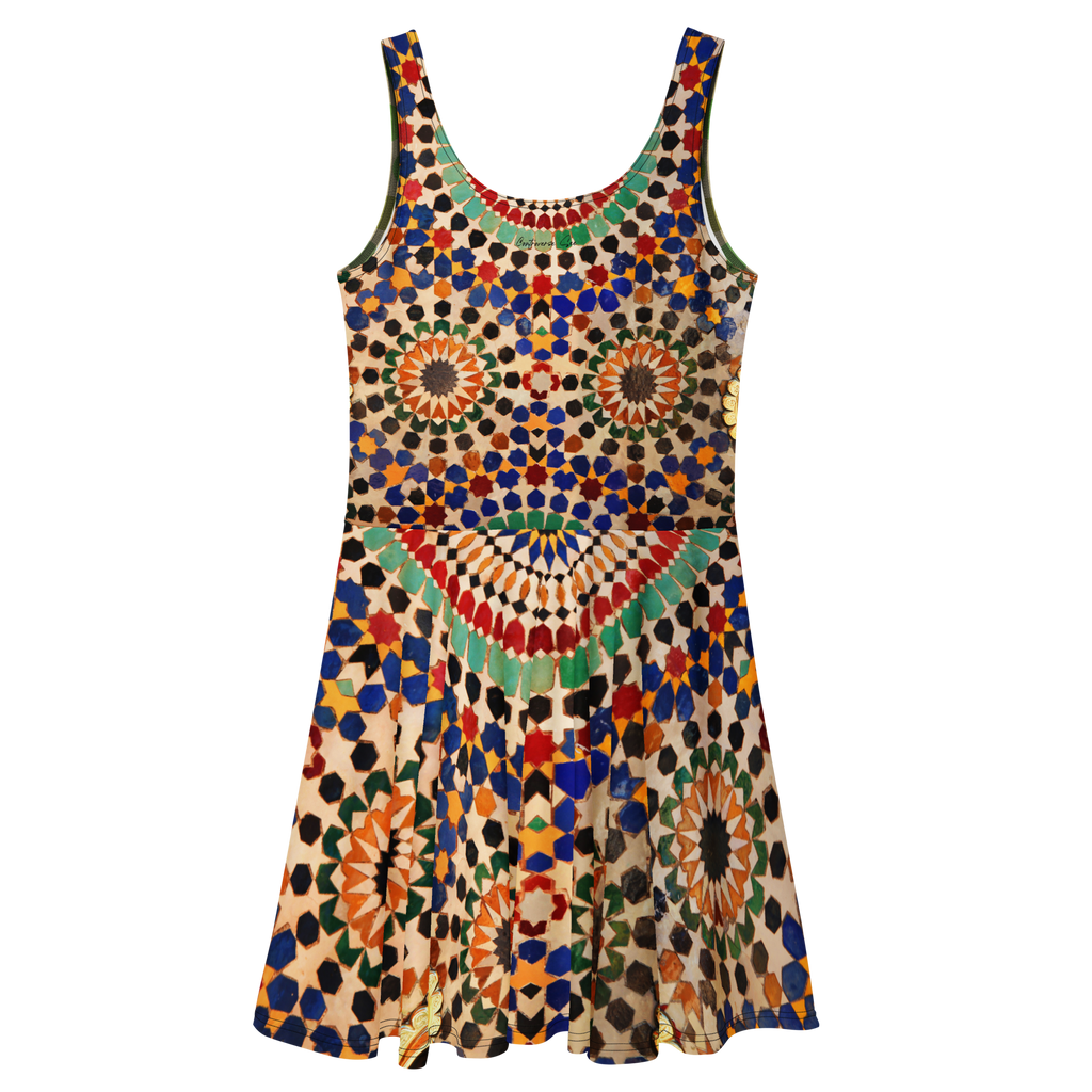 Tapestry Dot Mini Skater Dress (S-2X)