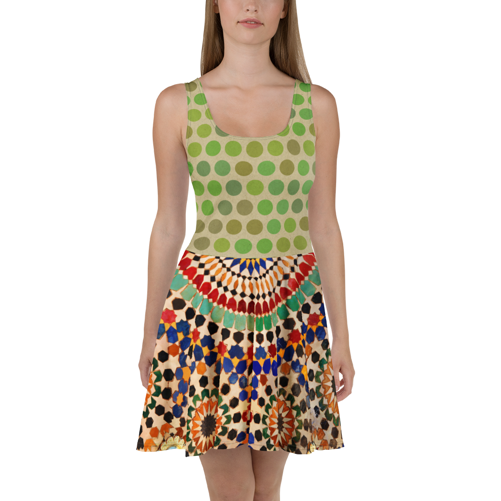 Tapestry Dot Mini Skater Dress (S-2X)