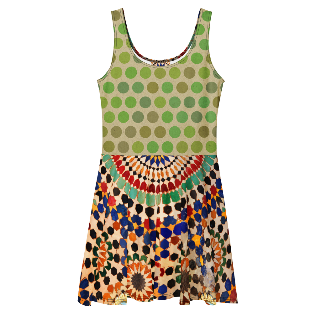 Tapestry Dot Mini Skater Dress (S-2X)