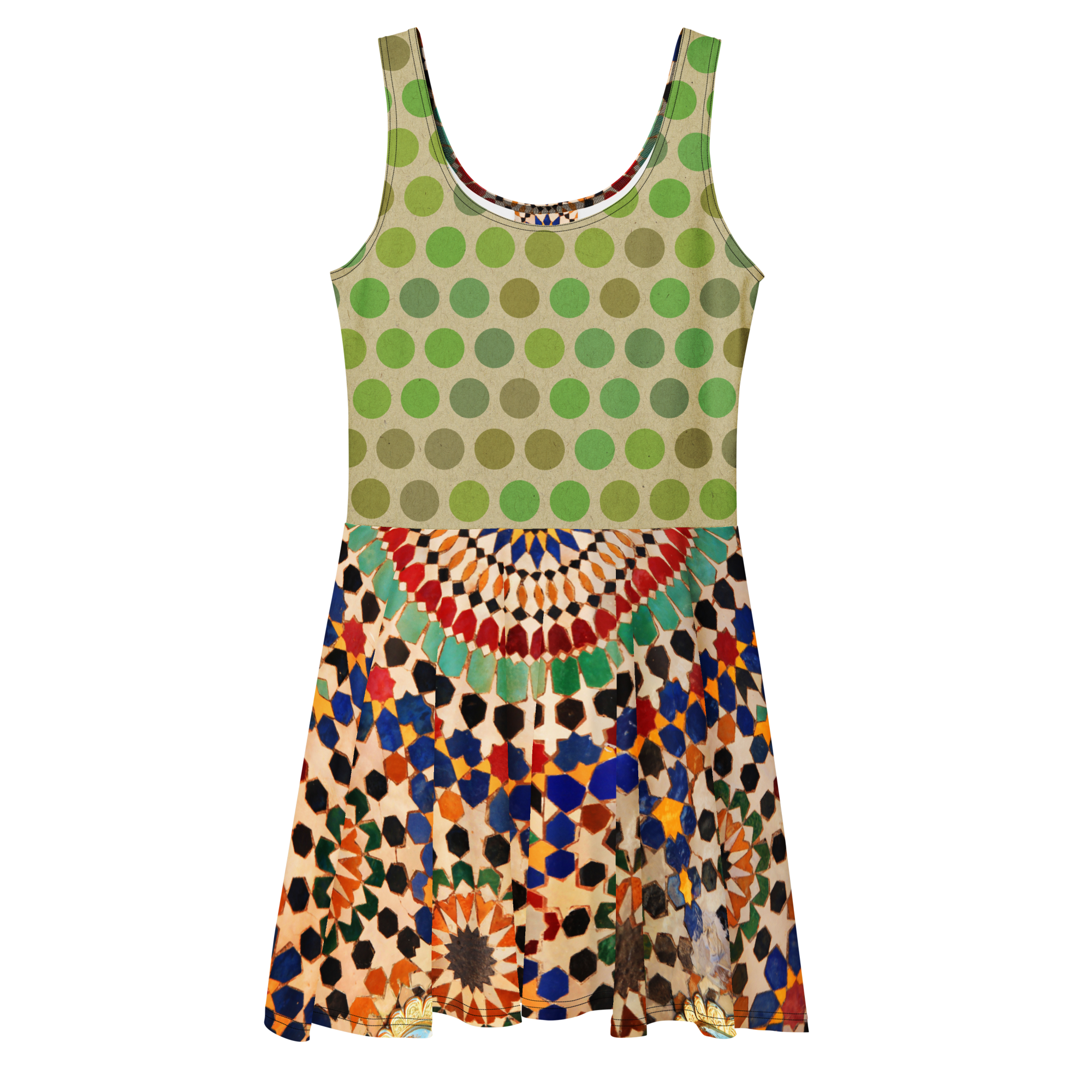 Tapestry Dot Mini Skater Dress (S-2X)