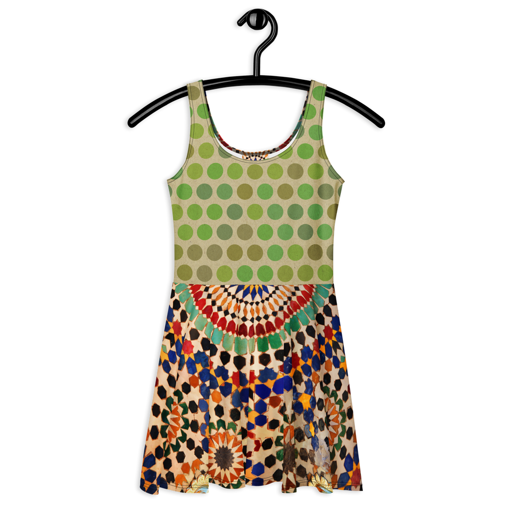 Tapestry Dot Mini Skater Dress (S-2X)