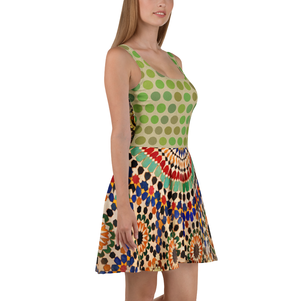 Tapestry Dot Mini Skater Dress (S-2X)