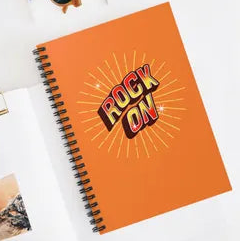 Rock On Orange Spiral Notebook (ruled line)
