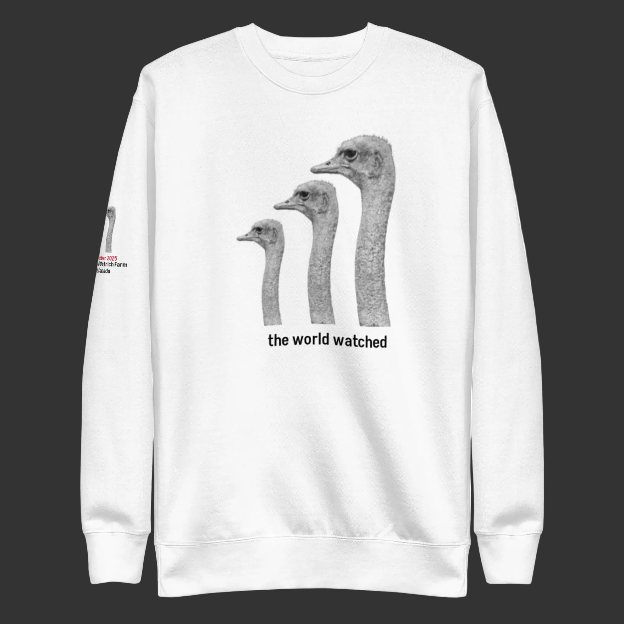 Canada Ostrich Farm Remembrance Sweatshirt for charity, Black Lettering (5 color options) S-2X